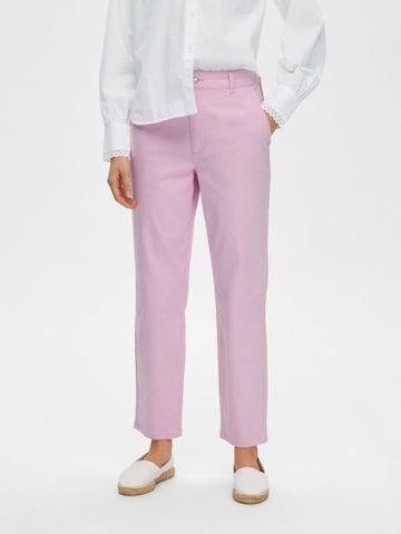 SELECTED FEMMEregular Chino hlače 'Marina' - roza boja: prednji dio