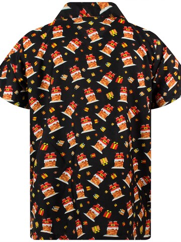 King Kameha Regular Fit Hemd 'Christmas Stuck Santa'‌‌‌‌‌‌ in Schwarz