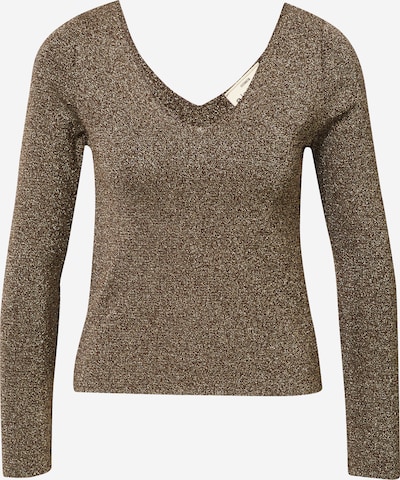 A LOT LESS Pullover 'Nina' in dunkelbraun / gold, Produktansicht