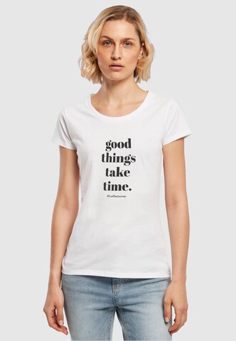 Merchcode Shirt 'Good Things Take Time' in White: front