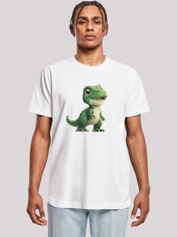 T-Shirt 'Süßer Grüner Dino' F4NT4STIC en blanc : devant