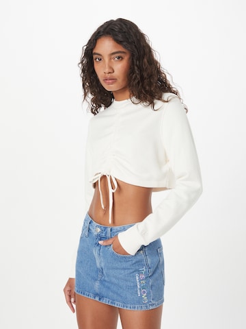 Calvin Klein Jeans Sweatshirt in Wit: voorkant