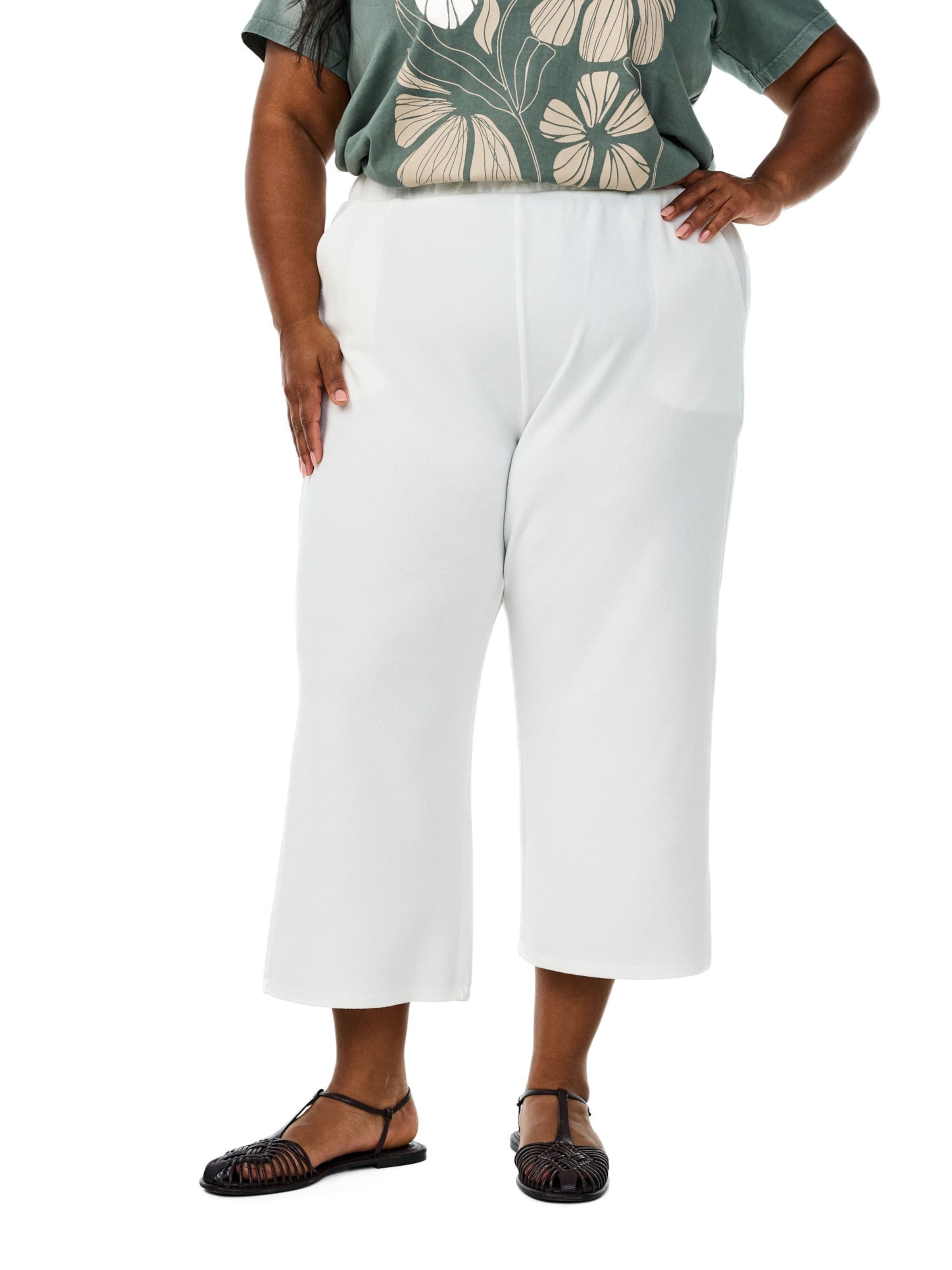 Zizzi Обычный Штаны 'CAADELYN' в Белый: спереди