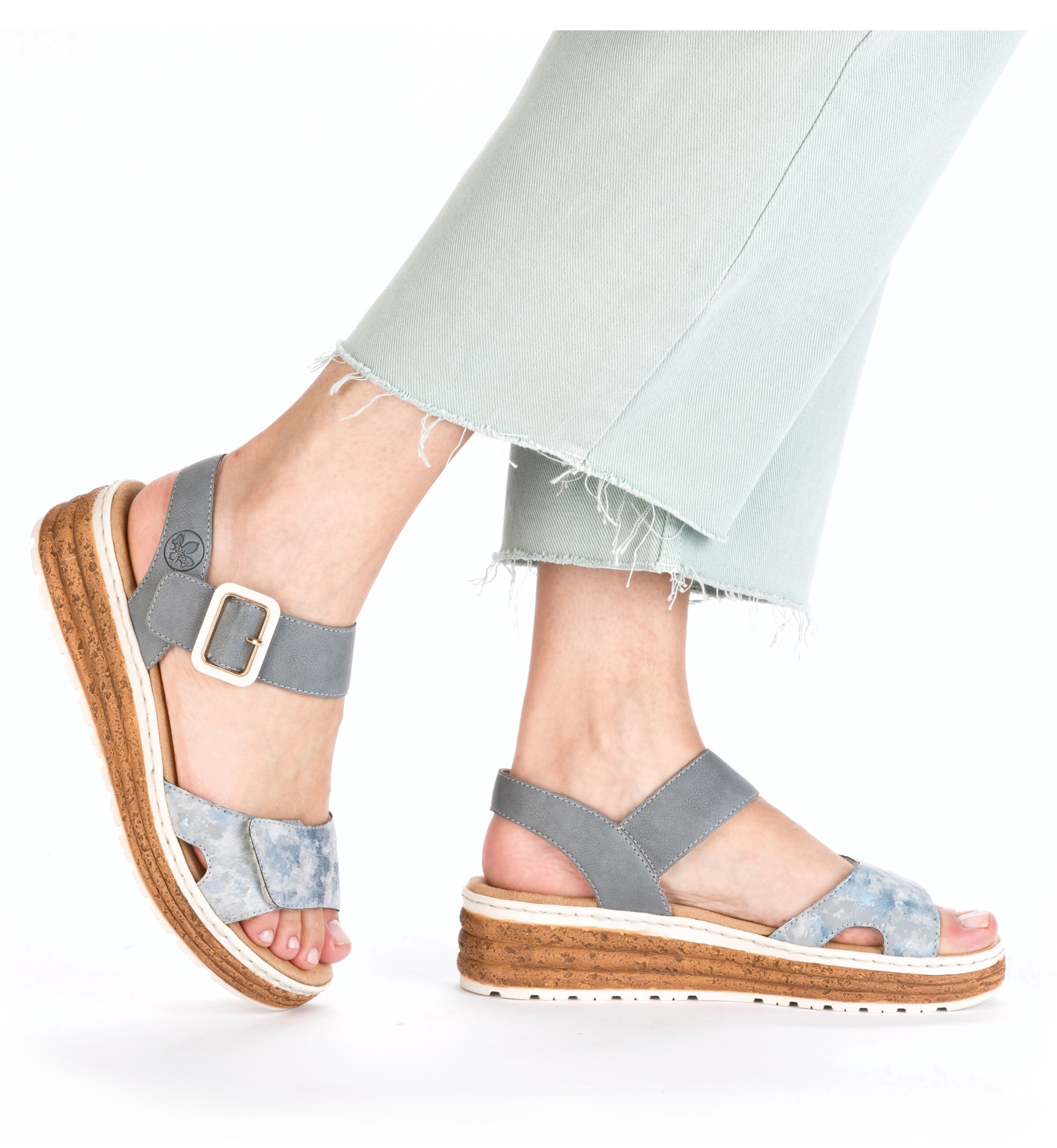 Rieker Strap Sandals in Blue: front