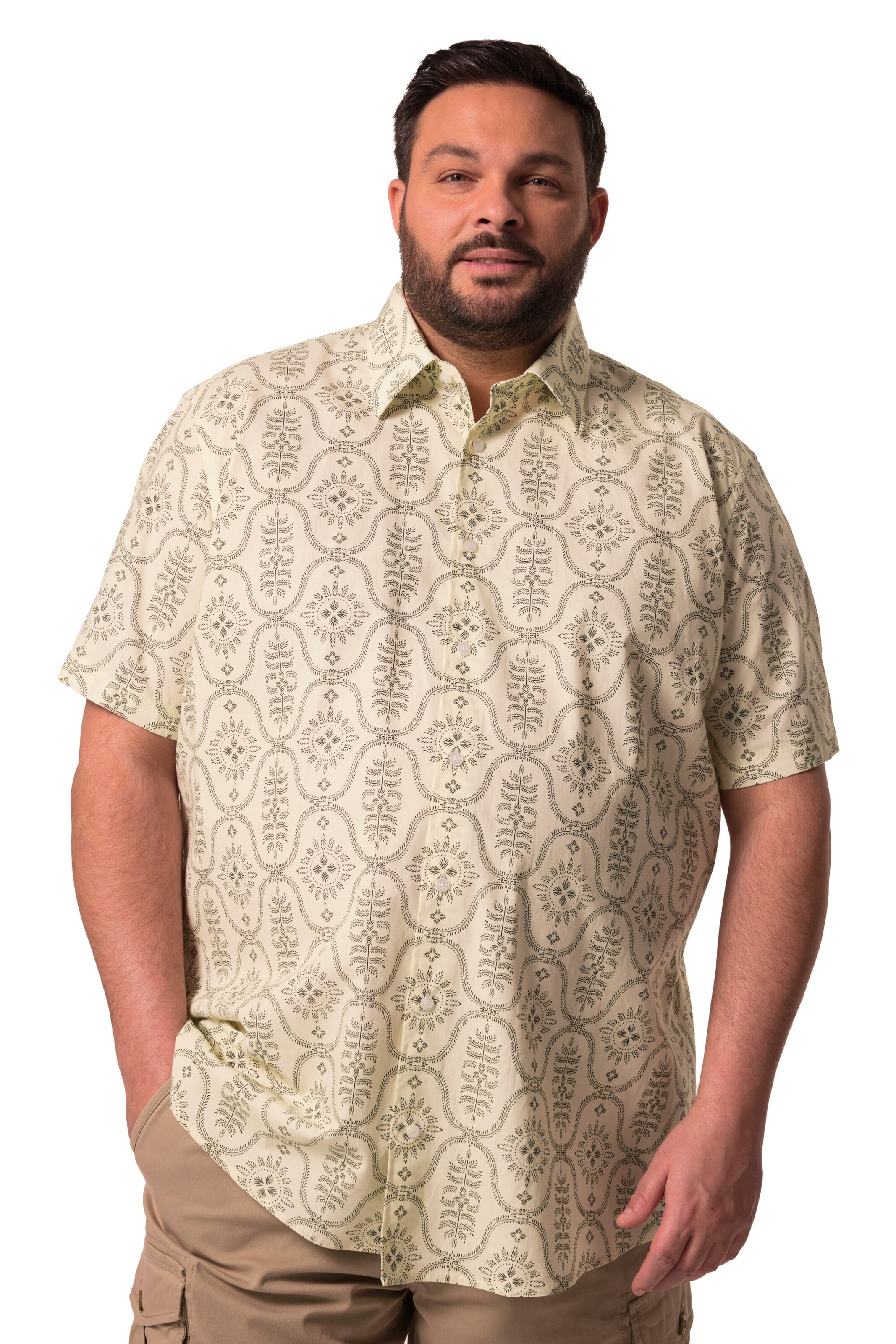 Men Plus Comfort fit Overhemd in Wit: voorkant