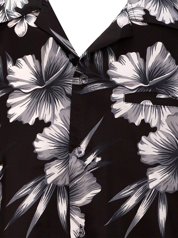 King Kameha Shirt 'Mono Flowers' in Grau