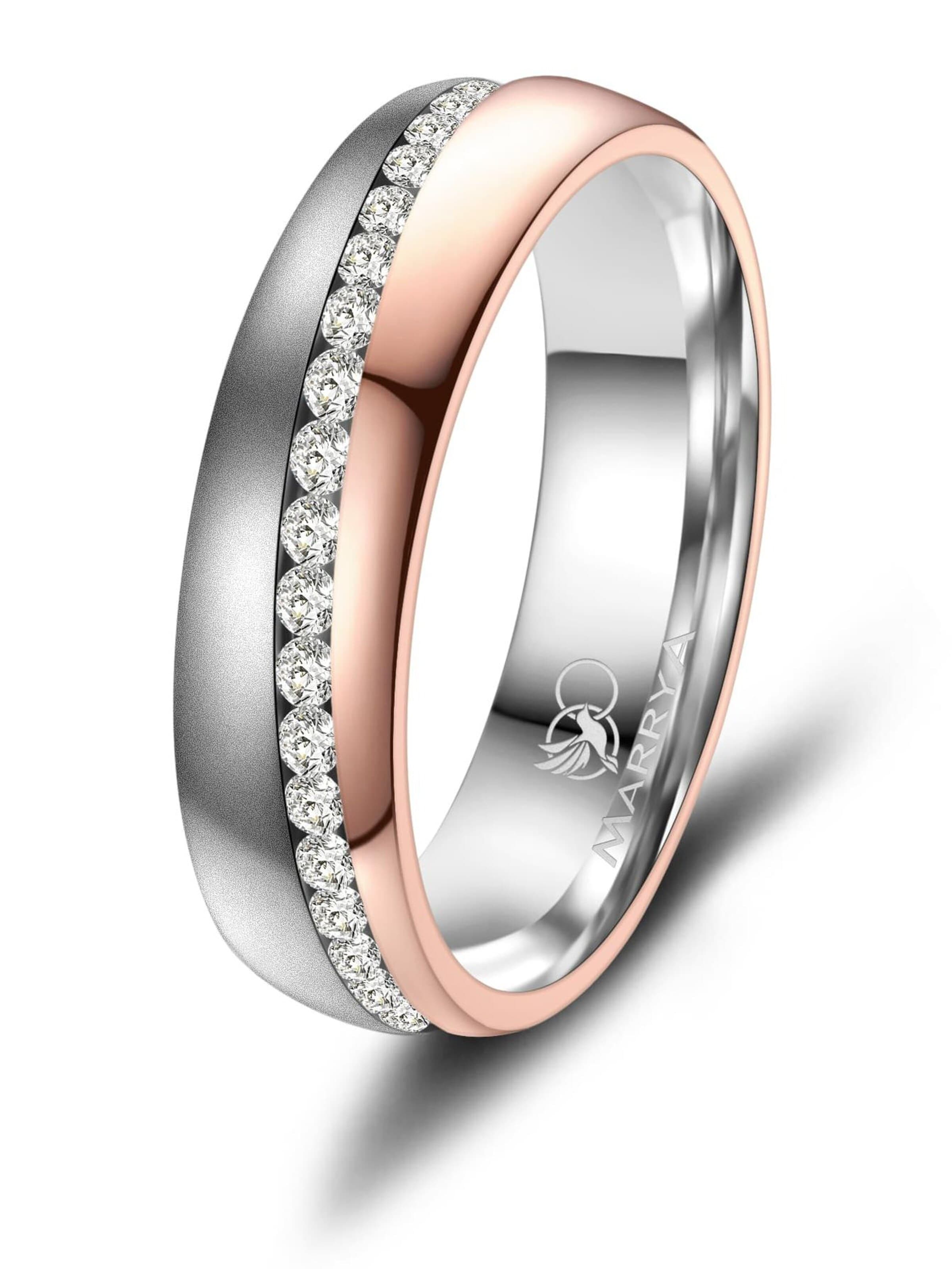 MARRYA Ring 'MARRYA ES-33 Ehering aus Edelstahl - Silberfarben & Rosé' i guld