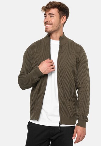 INDICODE JEANS Knit Cardigan 'Lexson' in Green: front