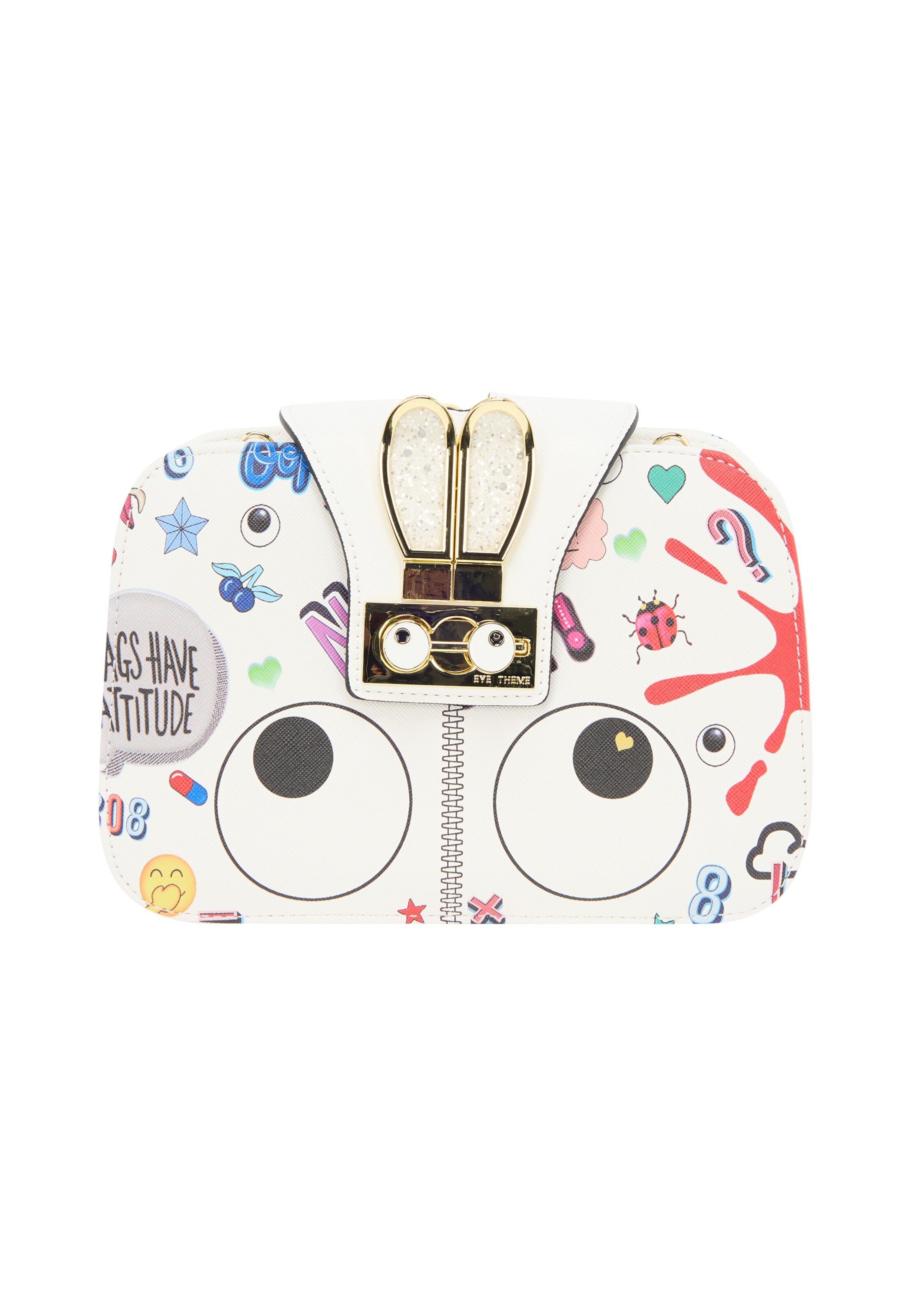 MYMO Τσάντα ώμου 'Pop Eyetheme' σε λευκό: μπροστά
