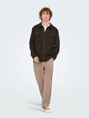 Only & Sons Regular fit Overhemd 'ONSNEWKODYL' in Bruin