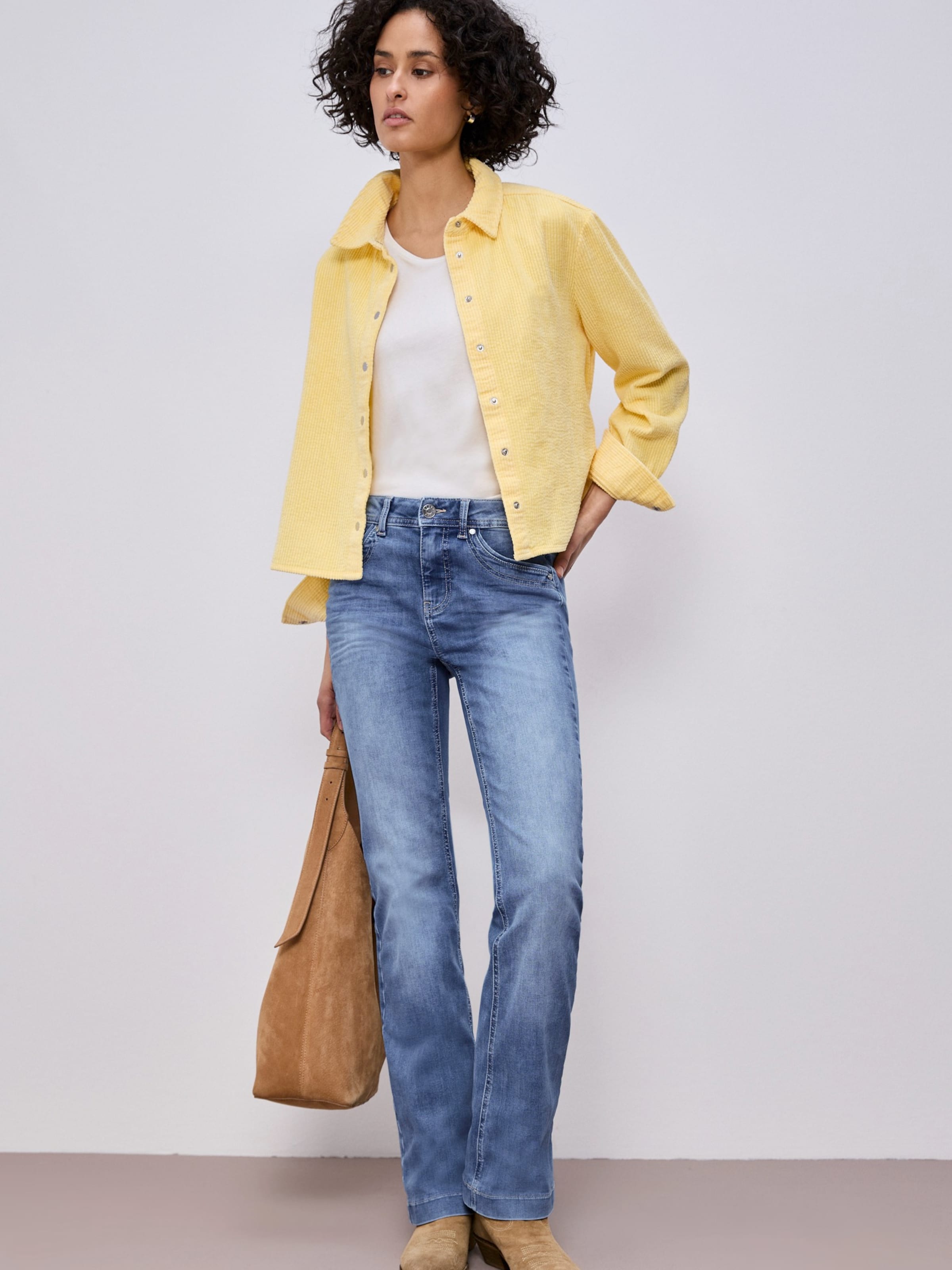 Street One Jeans Bootcut Donna, Vita Alta, Slim Fit, Lavaggio Blu Scuro, Mix Cotone Elastico, Lunghezza Gamba 77 Cm - 3