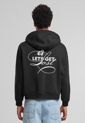 Giacca di felpa 'Let‘s Get Lost' di MT Upscale in nero: frontale