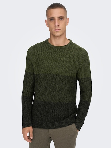 Only & Sons Pullover 'Tuck' in Grün