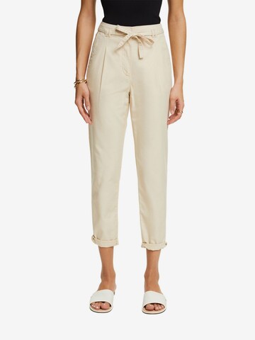 ESPRIT Slim fit Pleat-Front Pants in Beige: front