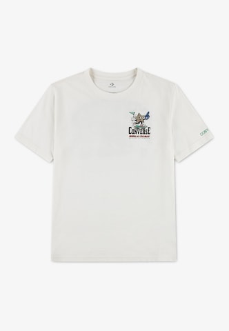 CONVERSE T-shirt 'VARCITY WHIMSY' i beige: framsida