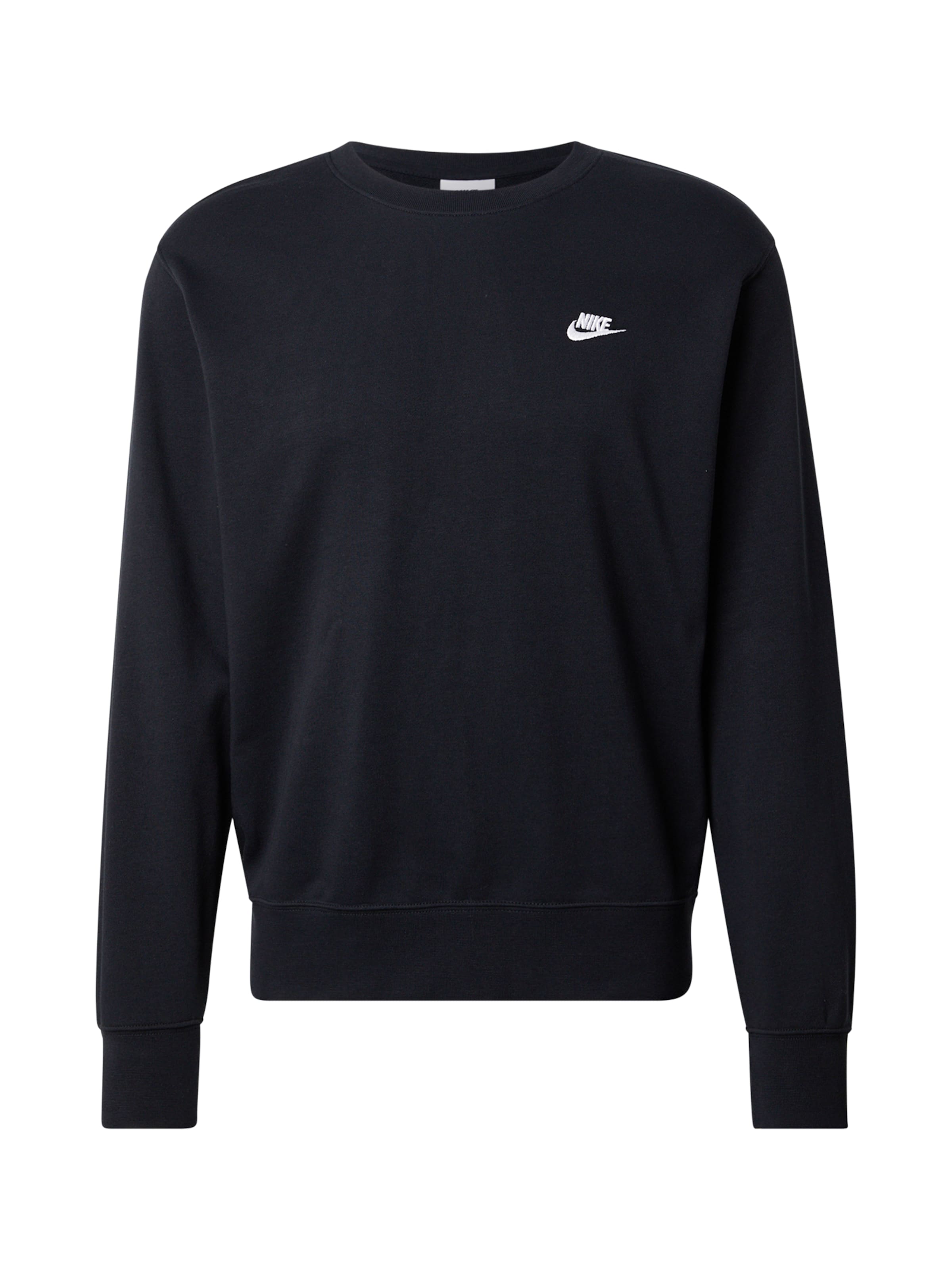 melns Nike Sportswear Sportisks džemperis 'Club Fleece': no priekšpuses