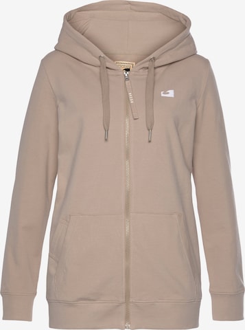 OCEAN SPORTSWEAR Athletic Zip-Up Hoodie in Brown: front