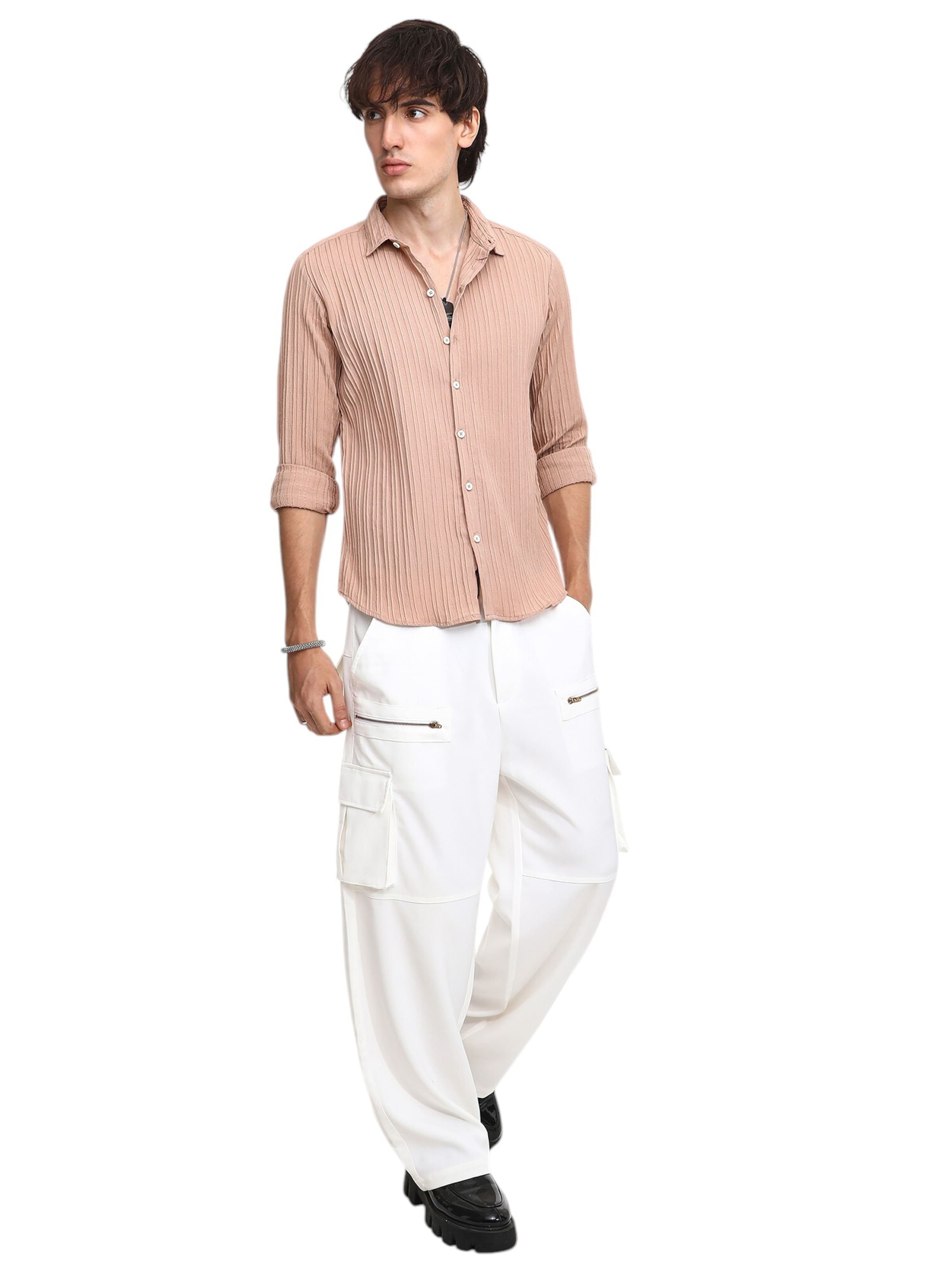 Campus Sutra Regular fit Button Up Shirt 'Tillie' in Beige