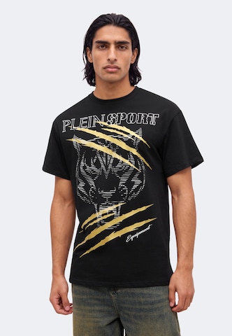 Plein Sport Футболка 'Tiger Golden Scratch' в Черный: спереди