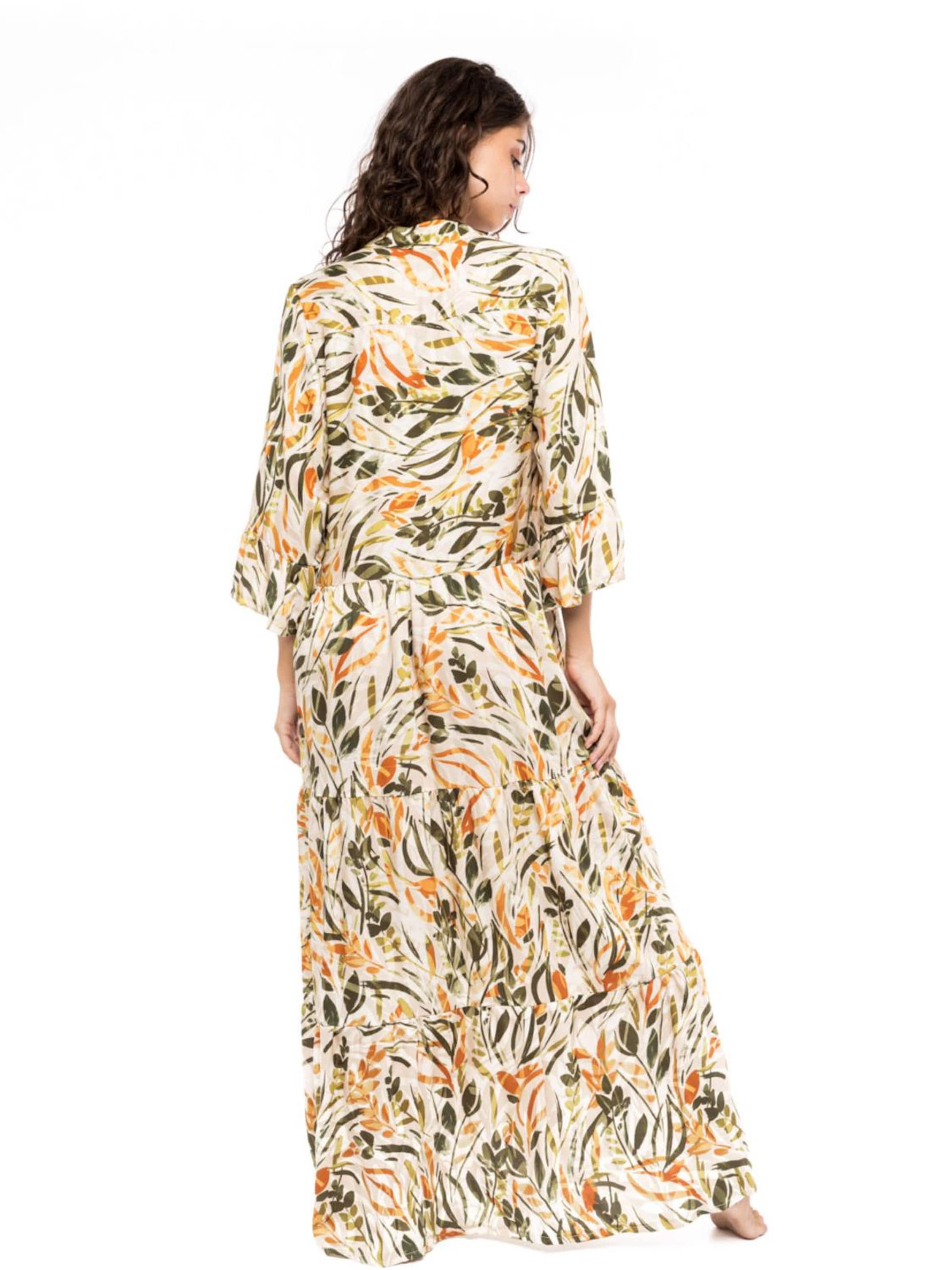 Vêtement de plage 'BEACHWEAR LONG PASTEL GREEN LEAF' Pink Label en mélange de couleurs