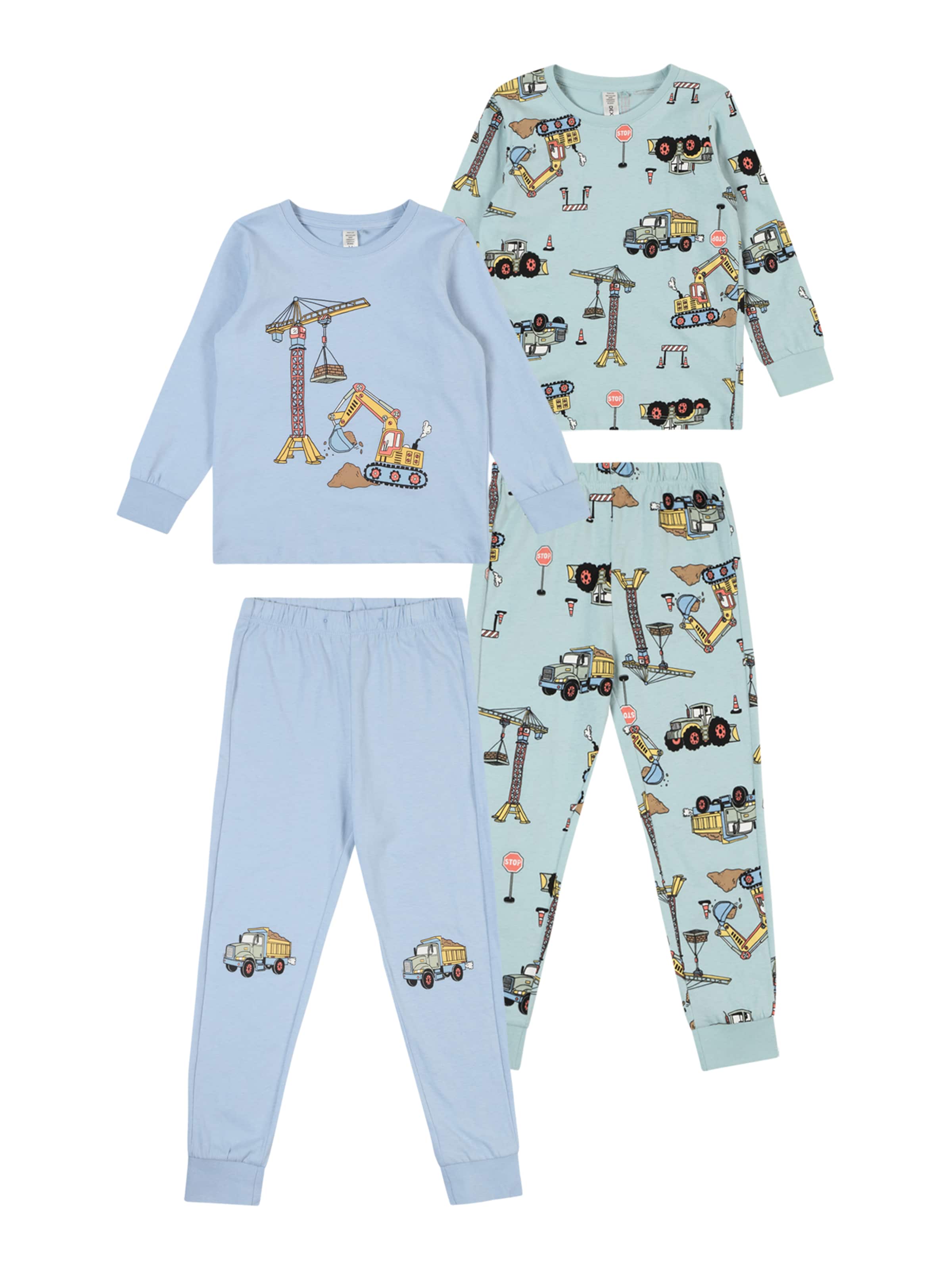 Lindex - Pijama 'Working Vehicles' em azul: frente