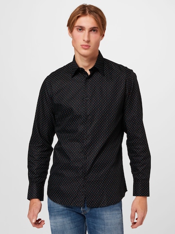 SELECTED HOMME Regular fit Button Up Shirt 'Limethan' in Black: front