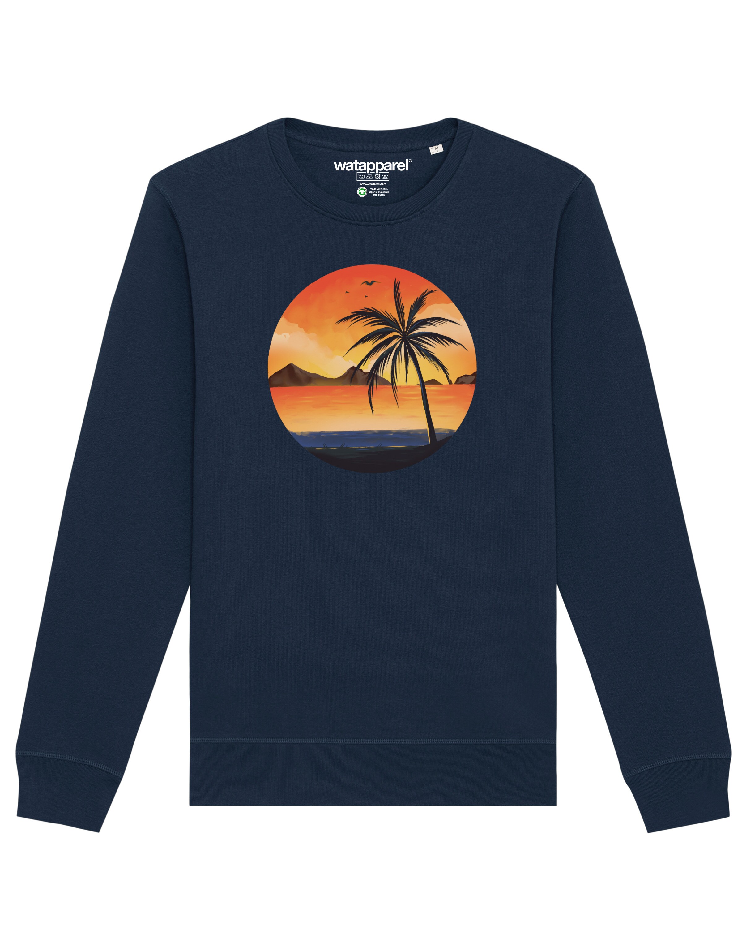 Watapparel Sweatshirt ' Sunset on palm beach ' in Blau: Vorderseite