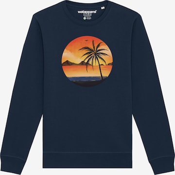 Sweat-shirt ' Sunset on palm beach ' Watapparel en bleu : devant