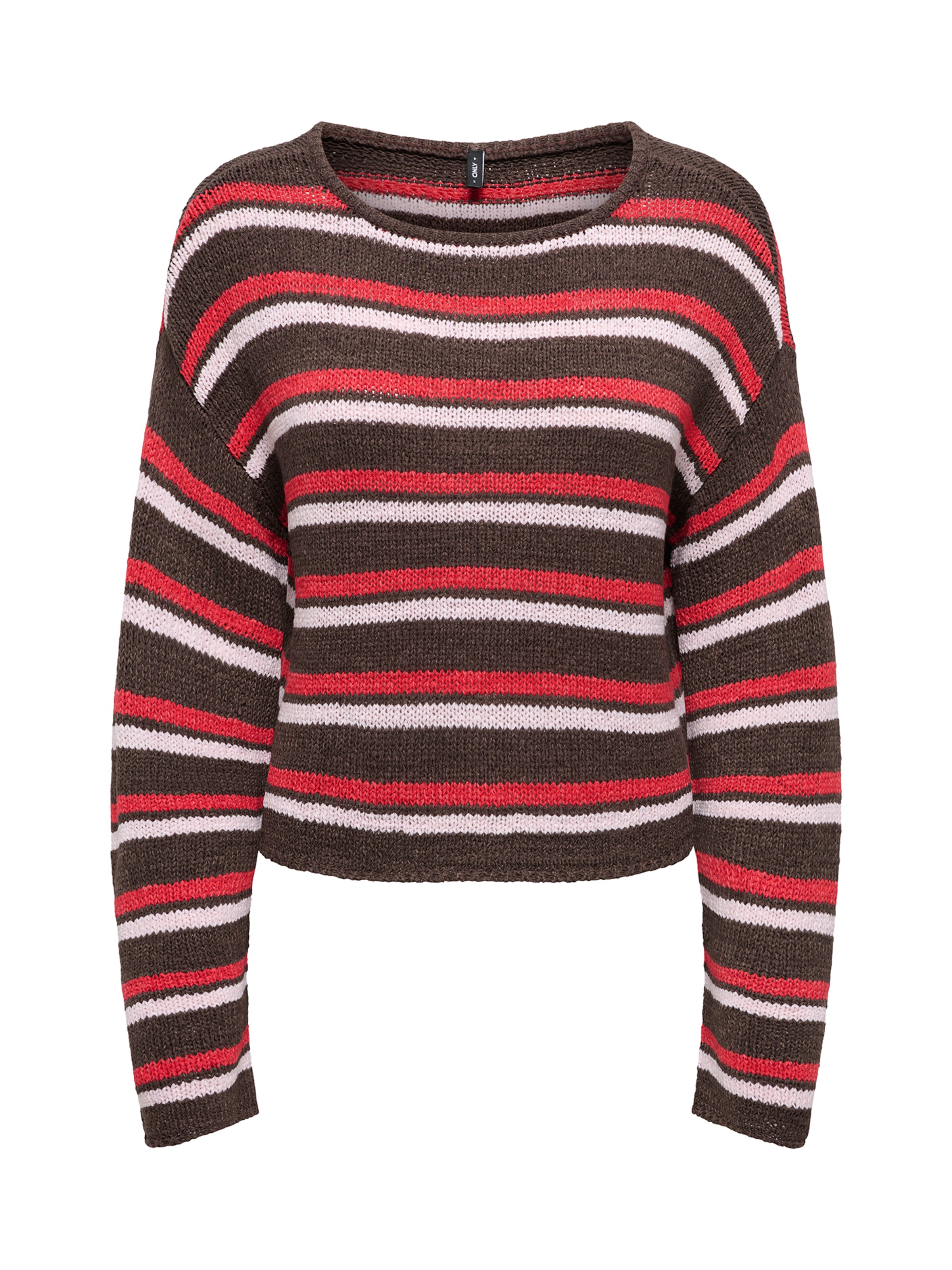 ONLY Pull-over 'ONLGEENA' en XS en brun foncé / grenadine / blanc, Vue avec produit