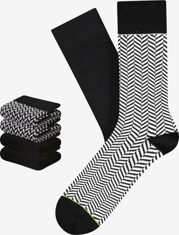 Chaussettes 'Herringbone Homie' CHEERIO* en noir : devant