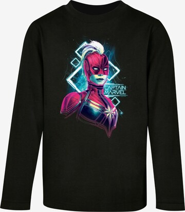 ABSOLUTE CULT Shirt 'Captain Marvel - Neon Warrior' in Zwart: voorkant