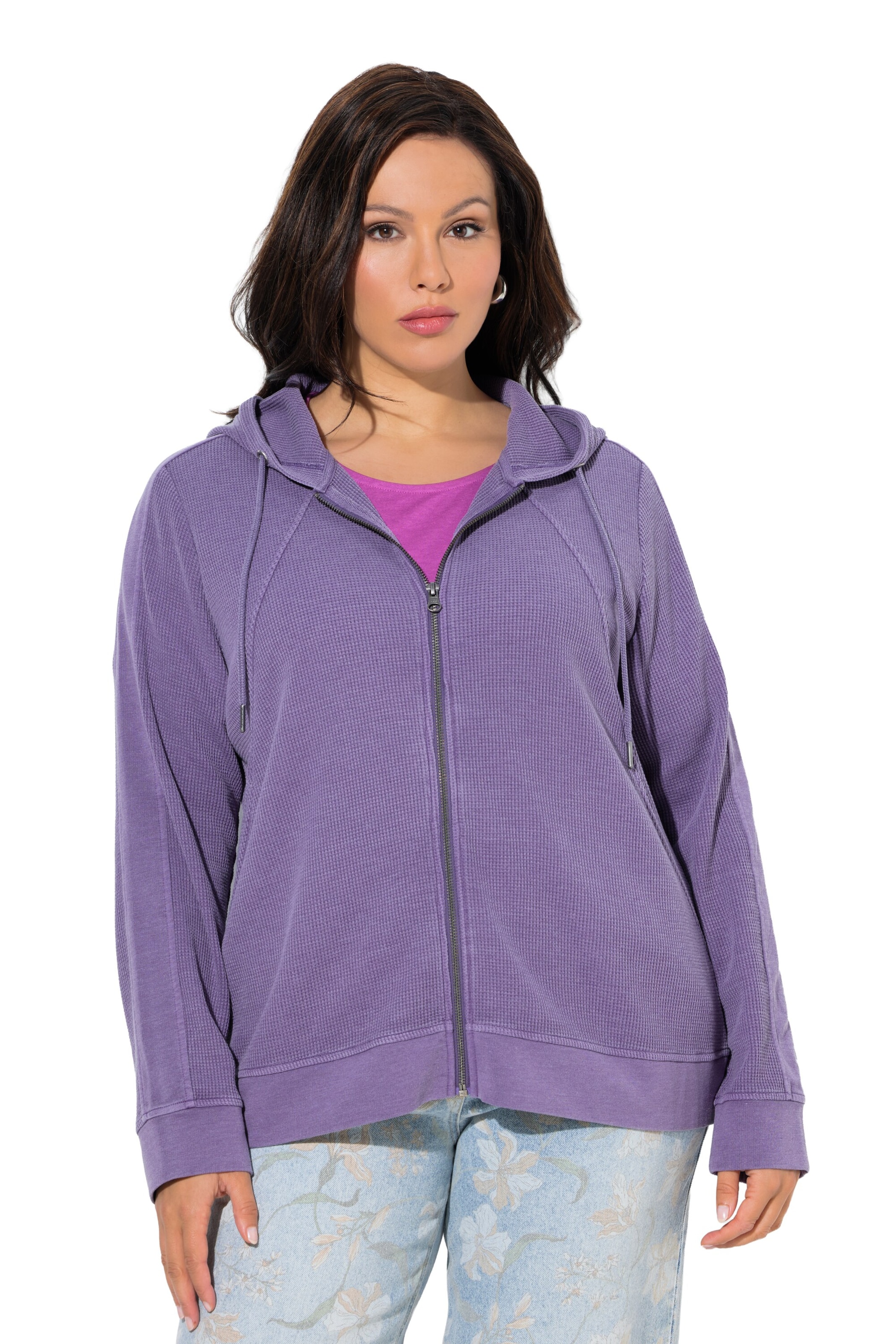 Ulla Popken Sweatjacke in Lila: Vorderseite