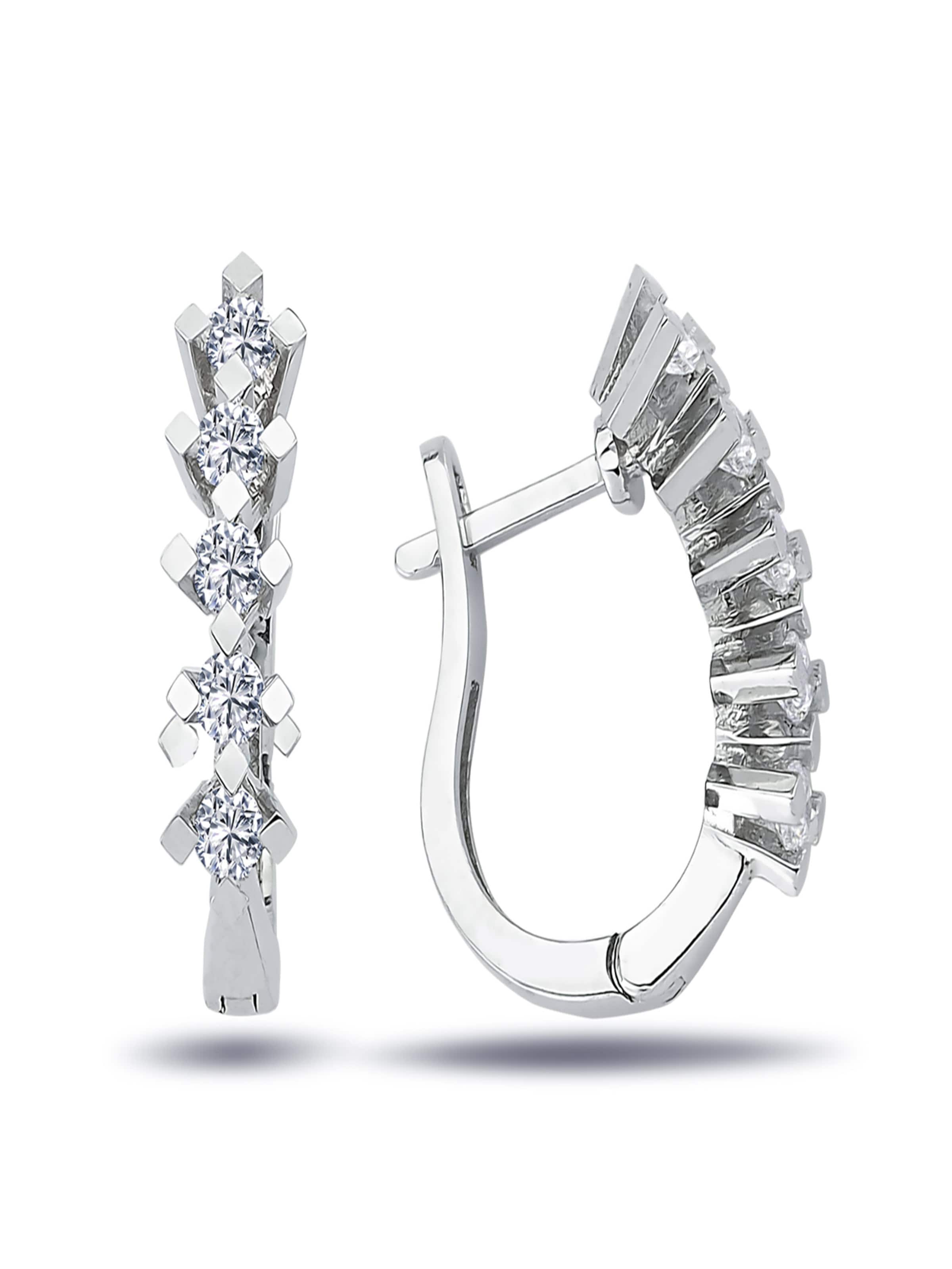 EinStein Diamant Earrings '5-Steine' in Silver: front