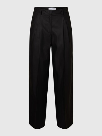 SELECTED FEMME Loose fit Pleated Pants in Black: front