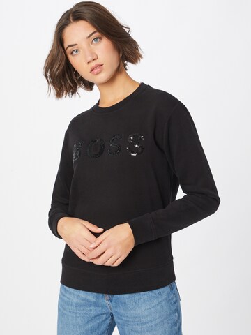 BOSS Sweatshirt 'Ela' in Zwart: voorkant