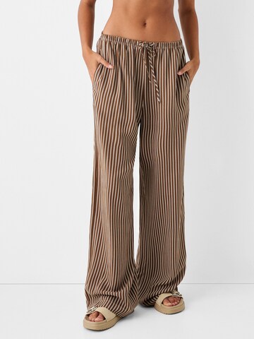 Bershka Wide Leg Hose in Braun