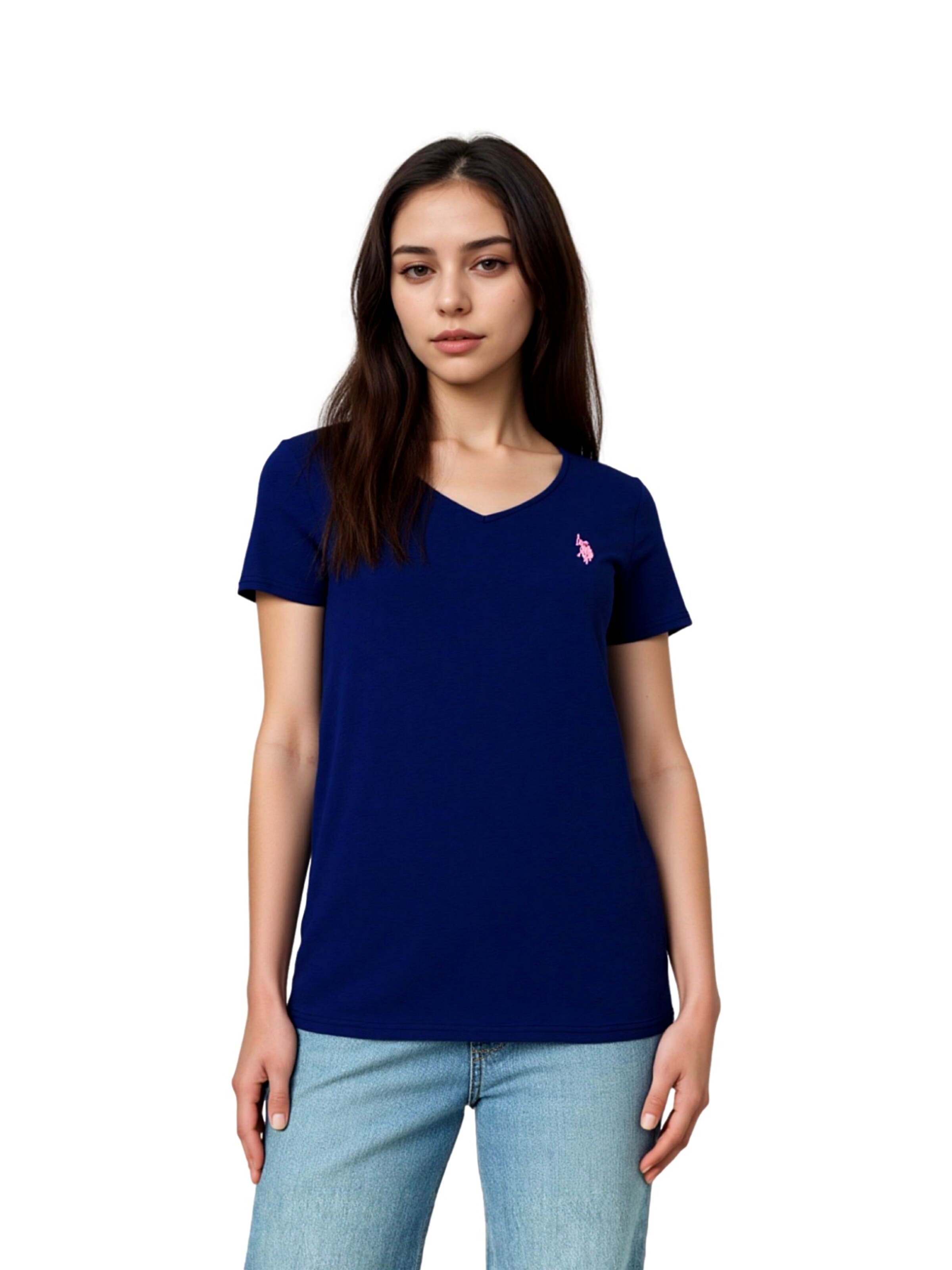 U.S. POLO ASSN. Shirt 'V-Neck' in Blauw: voorkant