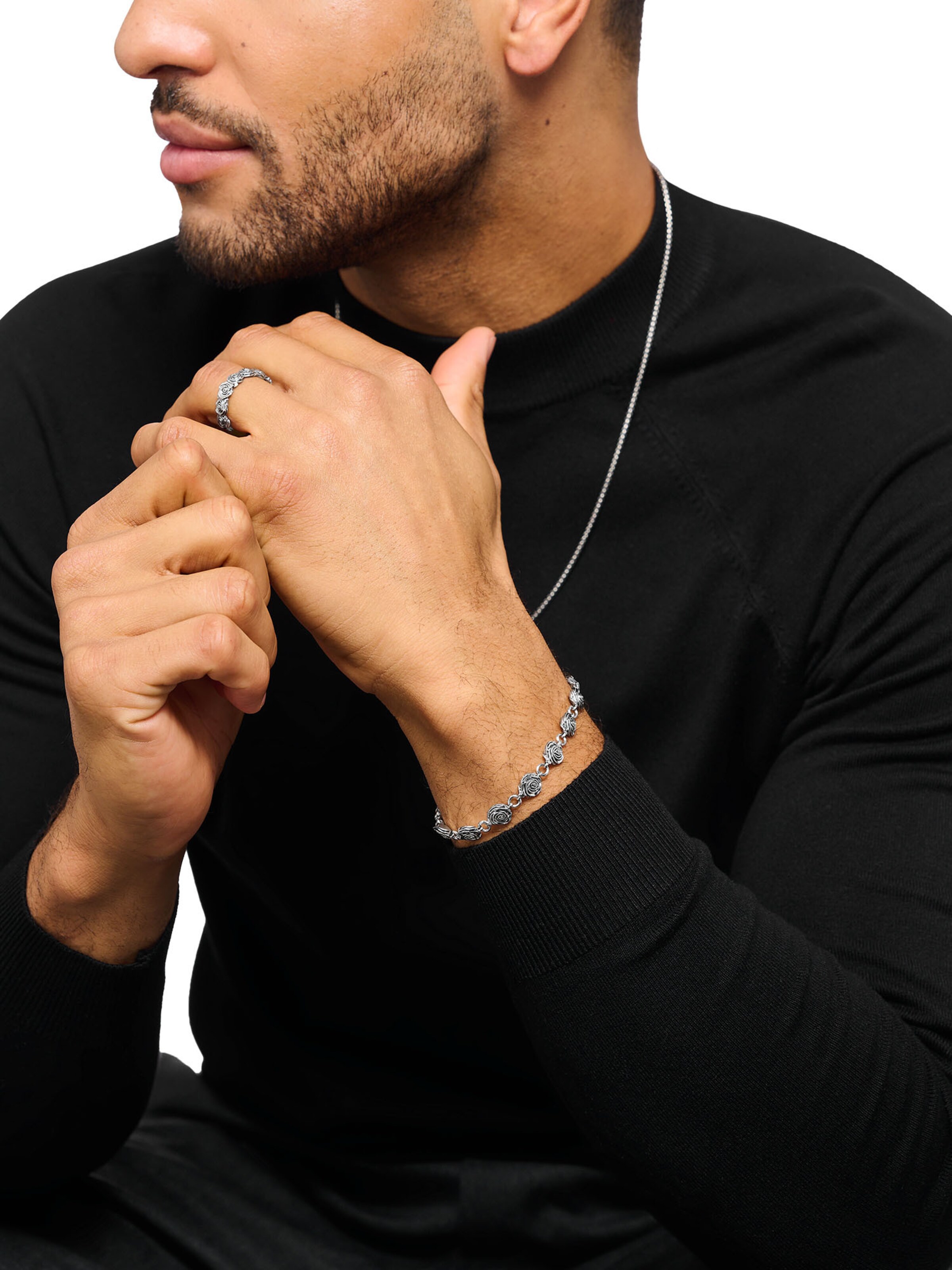 Thomas Sabo Bracelet 'Midnight Rose' in Silver: front