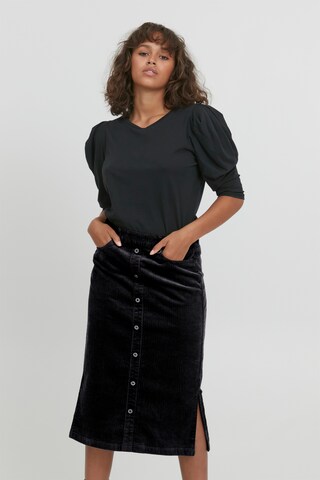 PULZ Jeans Skirt in Black: front