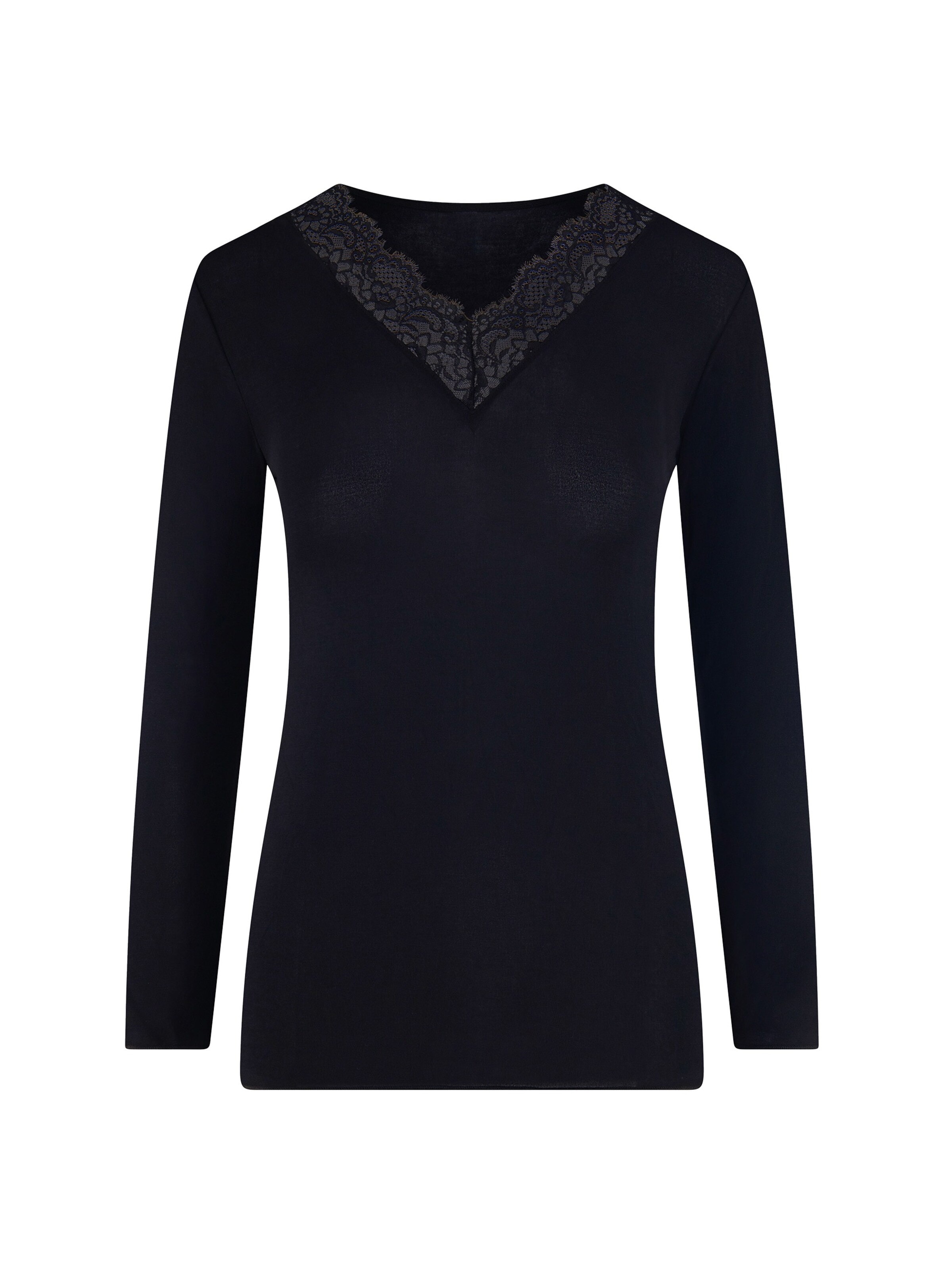 Ciocca Onderhemd 'Maglia Intima con Pizzo in Cashmere Modal Scollo a V' in Zwart: voorkant