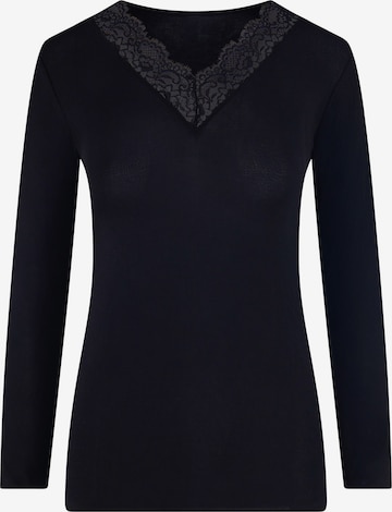 Ciocca - Camiseta térmica 'Maglia Intima con Pizzo in Cashmere Modal Scollo a V' en negro: frente