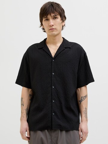 JACK & JONES Comfort fit Button Up Shirt in Black: front