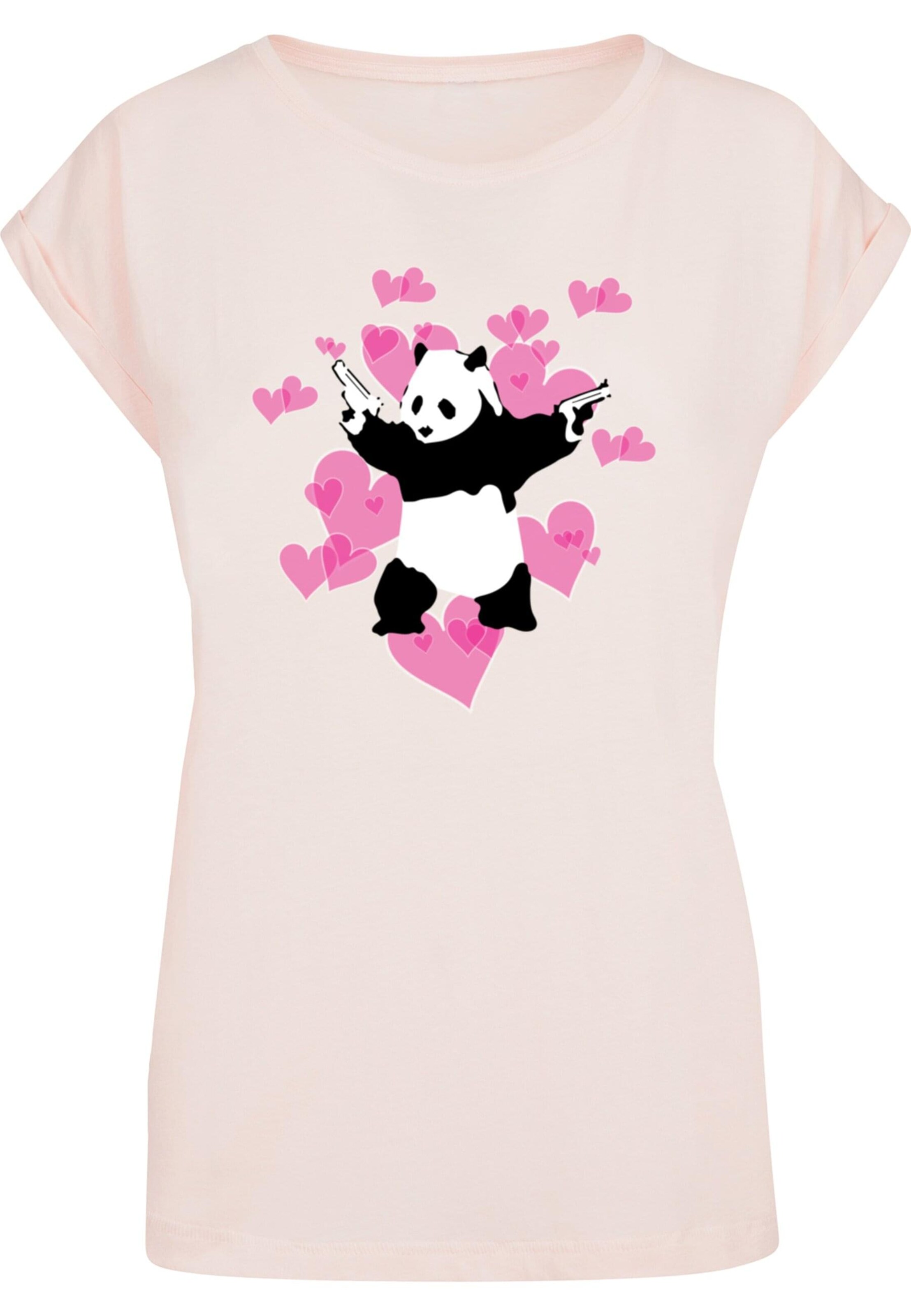 T-shirt 'Brandalised - Panda Guns With Hearts' Merchcode en rose : devant