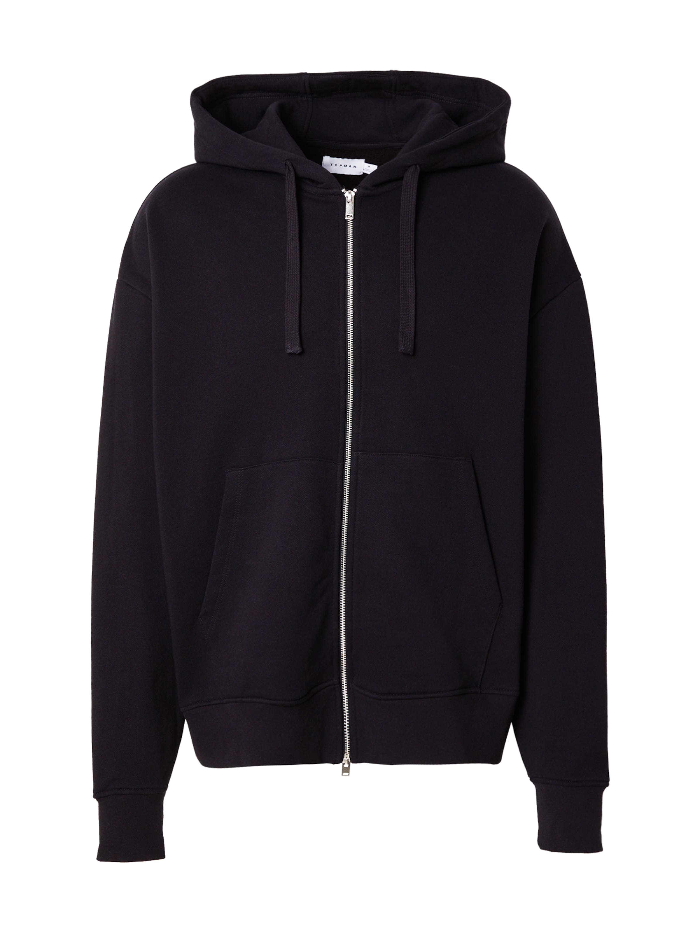 TOPMAN Sweat jacket in Black: front