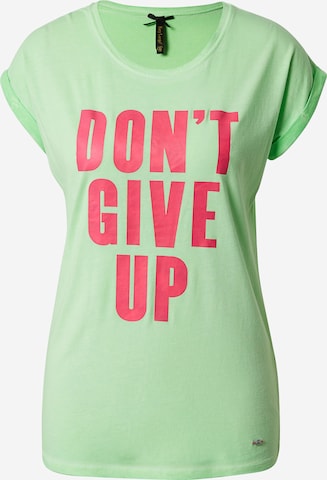 Key Largo Shirt 'GIVE UP' in Groen: voorkant