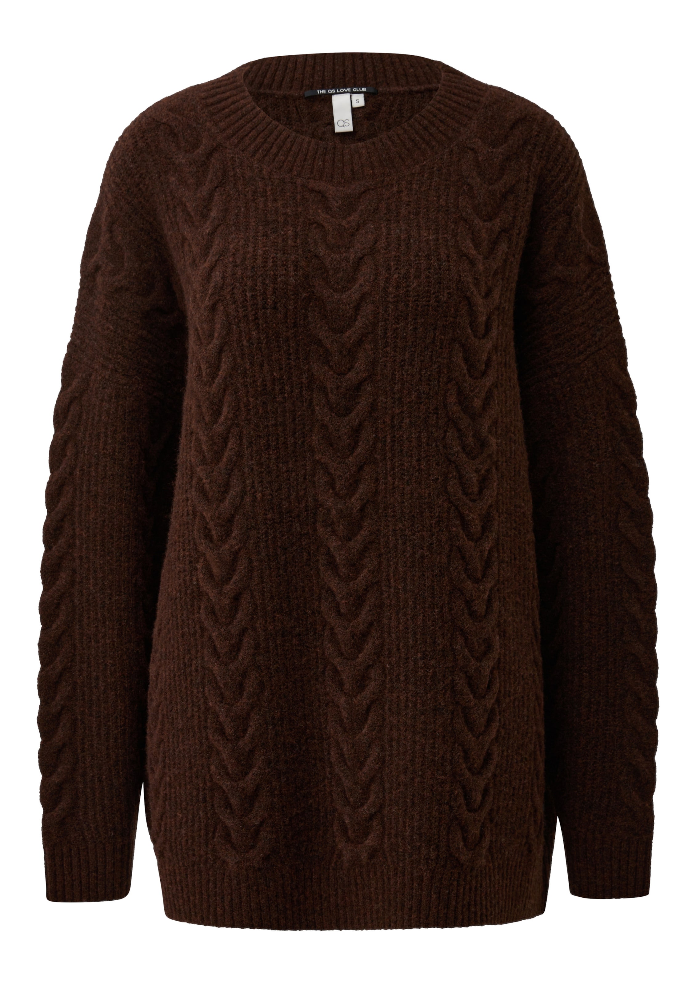 Pull-over oversize QS en marron : devant
