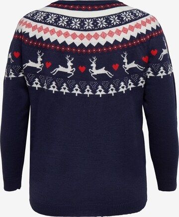 ONLY Carmakoma Sweater 'X-mas' in Blue