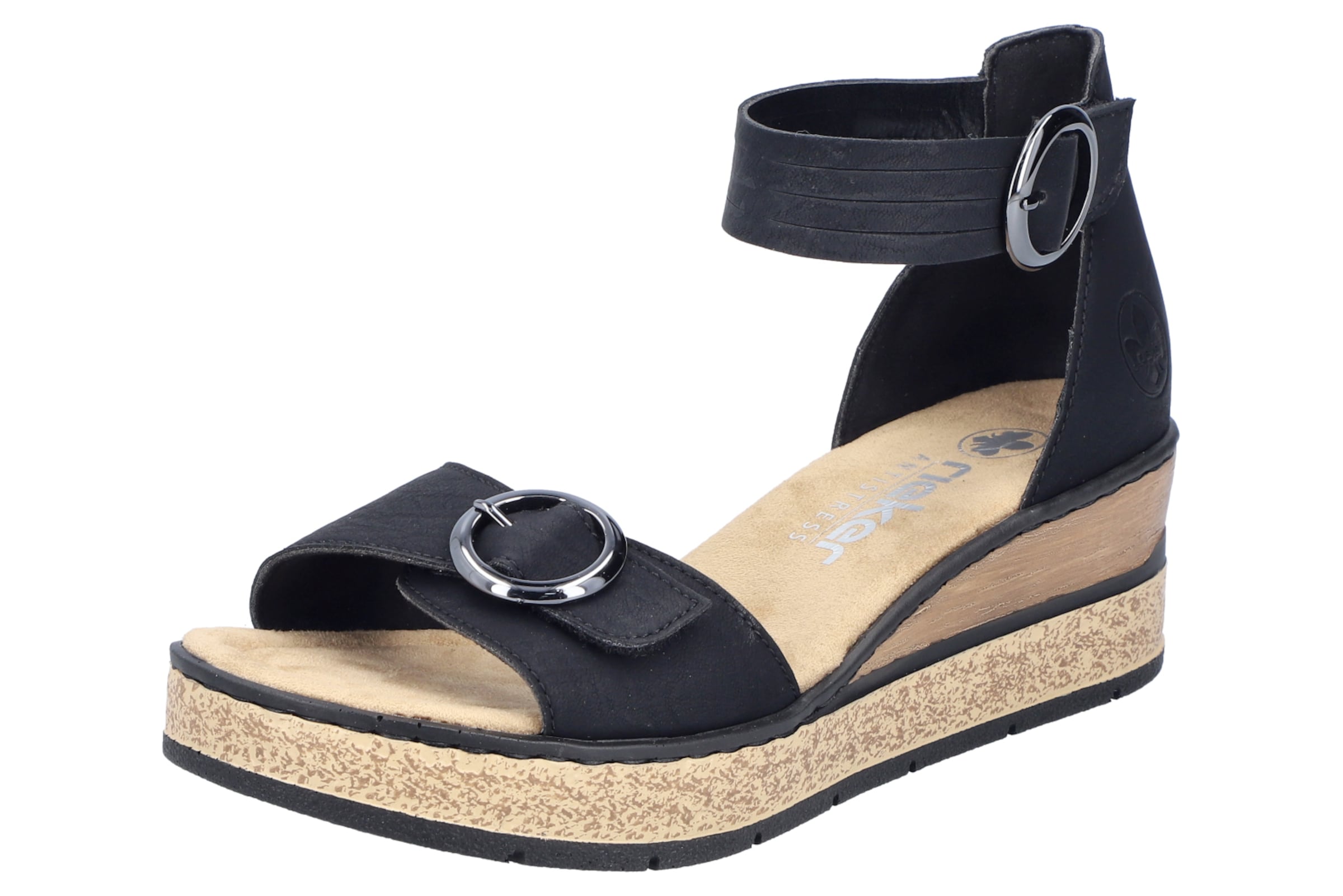 Sandales Rieker en noir : devant