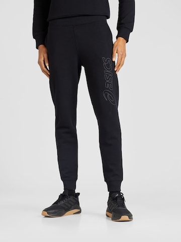 Tapered Pantaloni sport de la ASICS pe negru: față