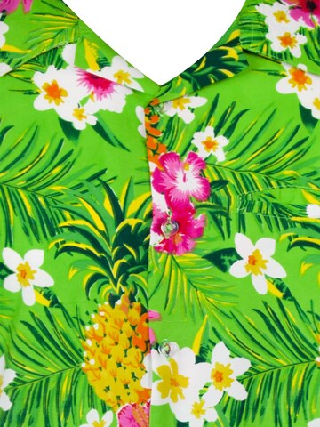 King Kameha Regular fit Button Up Shirt 'Pineapple Flowers' in Green
